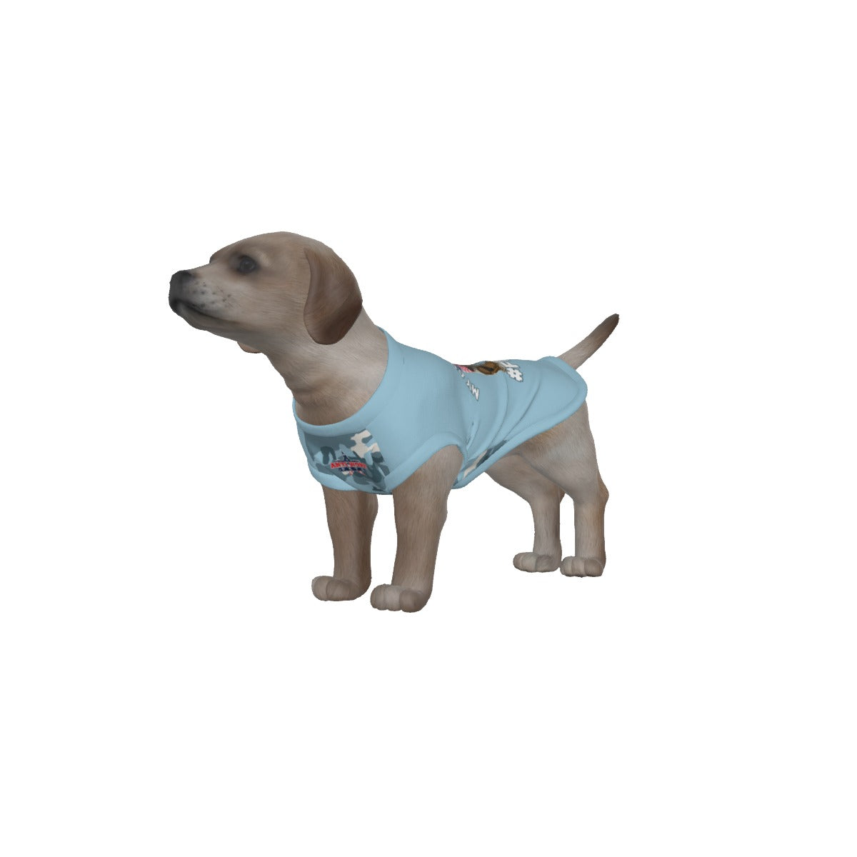 Shih Ztu- White and Brown Dog- Light Blue & Blue Camo- Small Dog's Tank Top